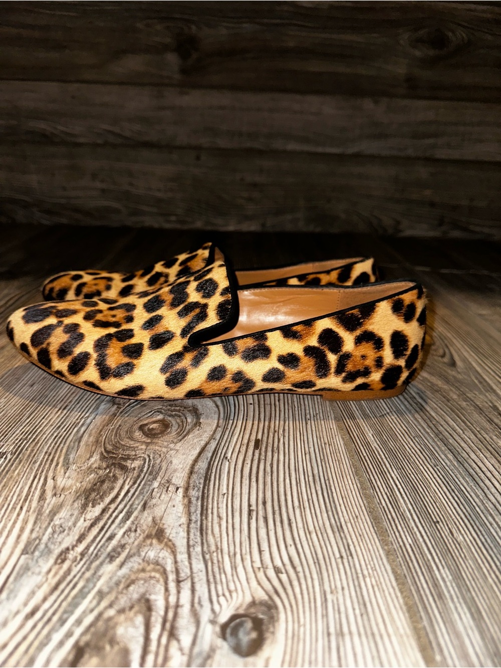 J. Crew Women’s Leopard Print Calf Hair Slip-On Loafers - Brown Flats Size 9.5 - Picture 5 of 7